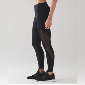 LULULEMON Sole Training 7/8 Tights sexy mini dot mesh black leggings size 4